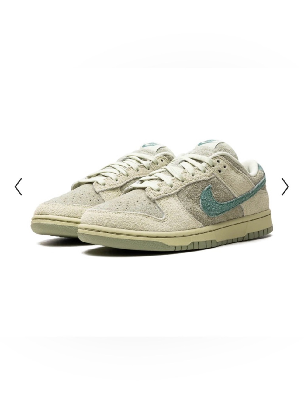 Nike Suede Low-Top Sneakers in Off-White with Teal Swoosh